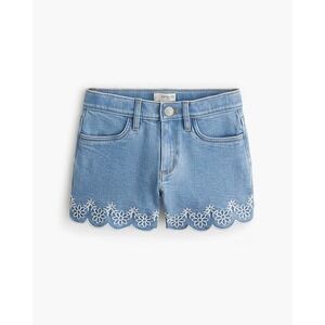 Girls' scallop-hem embroidered denim short Light Indigo Wash Size‎ 8 NWT